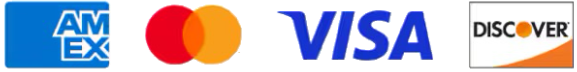 Accepted payment methods: American Express, Mastercard, Visa, Discover